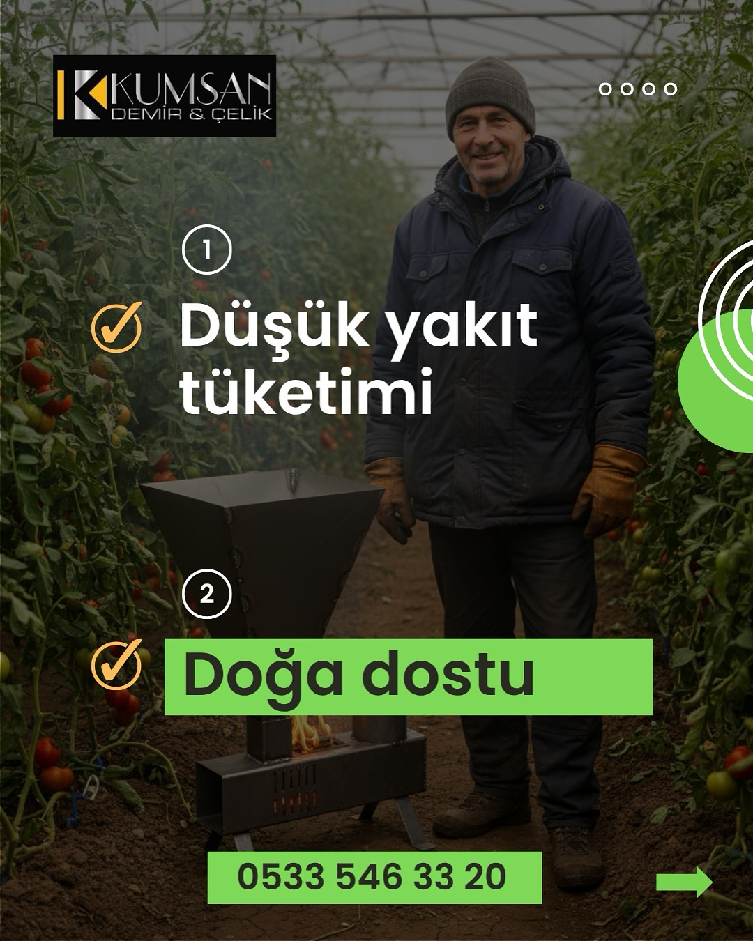 pelet soba ile sera ısıtma - dumansız sera sobası görünümü, sera ısıtma