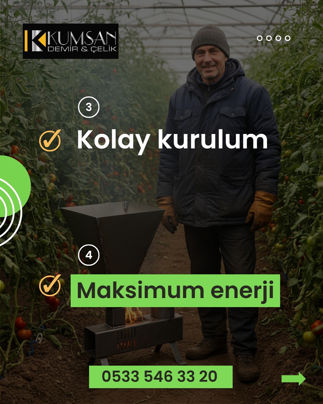 serada pelet soba kullanımı - sera sobası, düşük duman ve az kül